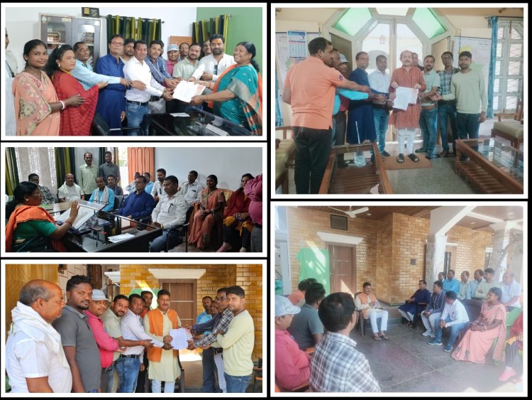 पंचायत सचिवों ने भाजपा के प्रमुख जनप्रतिनिधियों को सौंपा ज्ञापन,जनप्रतिनिधियों ने सचिवों से की काम में वापस लौटने की अपील,भाजपा नेता कृष्ण कुमार राय ने कहा मोदी की सभी गारंटी होगी पूरी,विधायन रायमुनी भगत ने कहा काम पर लौटे वापस होंगे सभी वायदे पूरे