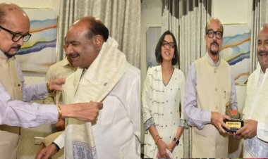 CG : राज्यपाल रमेन डेका ने किया लोकसभा अध्यक्ष  बिड़ला का आत्मीय स्वागत