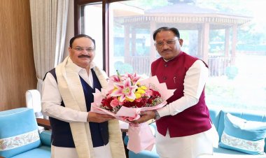 केंद्रीय स्वास्थ्य मंत्री जेपी नड्डा से मिले मुख्यमंत्री विष्णुदेव साय, स्वास्थ्य सेवाओं और किसानों के लिए खाद-बीज उपलब्धता पर हुई विस्तृत चर्चा