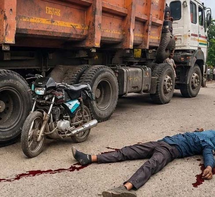 दर्दनाक सड़क हादसा: तेज रफ्तार ट्रेलर ने छीनी कर्मचारी की जिंदगी, मौके पर मौत
